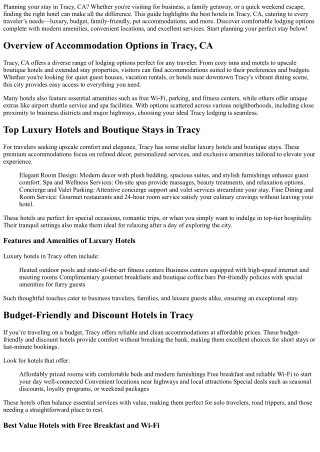 Best Hotels in Tracy, CA – Top Places to Stay for Every Traveler in 2025
