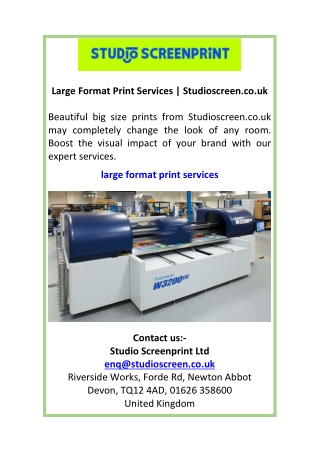 Large Format Print Services  Studioscreen.co.uk