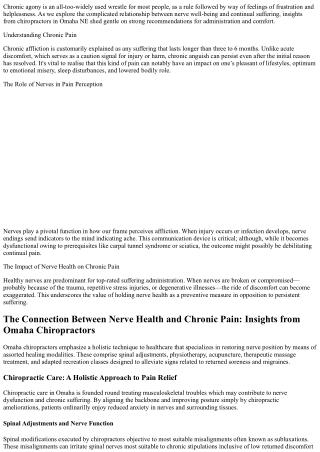 The Connection Between Nerve Health and Chronic Pain: Insights from Omaha Chirop