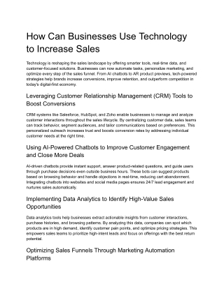 How Can Businesses Use Technology to Increase Sales