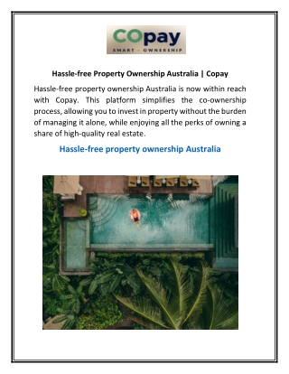 Hassle-free Property Ownership Australia  Copay