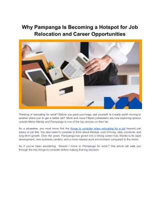 Why Pampanga Is Becoming a Hotspot for Job Relocation and Career Opportunities