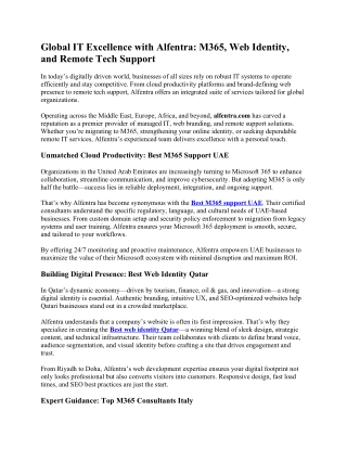 Global IT Excellence with Alfentra M365, Web Identity, and Remote Tech Support
