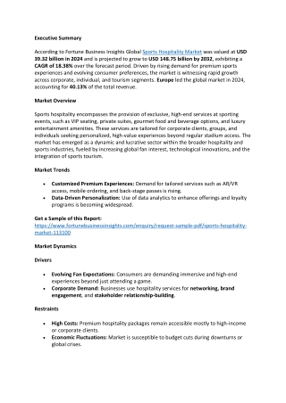 Sports Hospitality Market Dynamics, Key Trends, Strategic Outlook, 2032