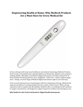 Why Medtech Products Are a Must-Have for Every Medical Kit