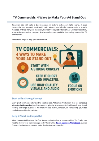 TV Commercials 4 Ways to Make Your Ad Stand Out