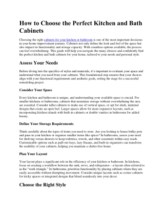How to Choose the Perfect Kitchen and Bath Cabinets