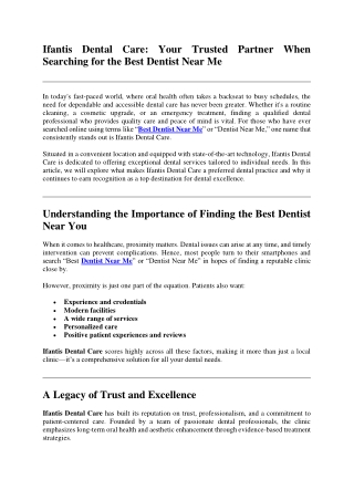 Ifantis Dental Care Your Trusted Partner When Searching for the Best Dentist Near Me