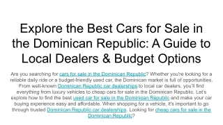 Explore the Best Cars for Sale in the Dominican Republic_ A Guide to Local Dealers & Budget Options (1)