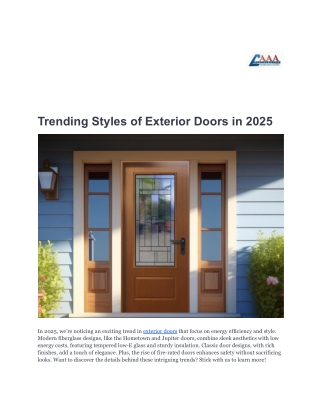 Trending Styles of Exterior Doors in 2025