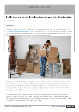 Discover the excellence of Gati Packers and Movers