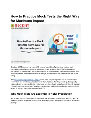 how to practice mock tests the right