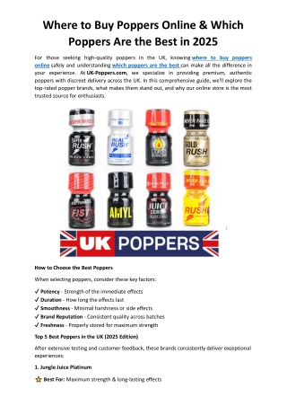 Where to Buy Poppers Online
