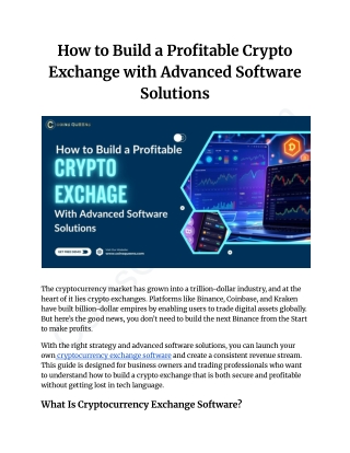 How to Build a Profitable Crypto Exchange with Advanced Software Solutions