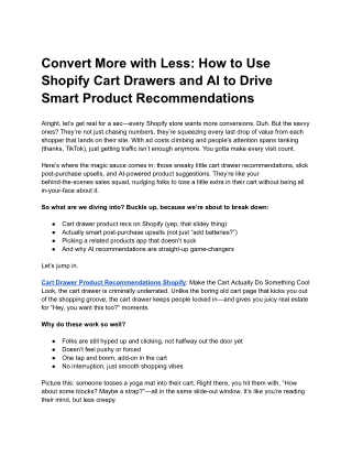 Convert More with Less_ How to Use Shopify Cart Drawers and AI to Drive Smart Product Recommendations