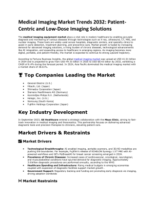 Medical Imaging Market Insights 2032: Minimally Invasive Imaging on the Rise