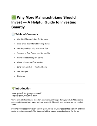 Why More Maharashtrians Should Invest — A Helpful Guide to Investing Smartly