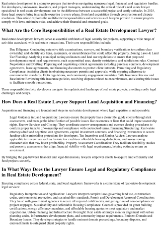What Does a Real Estate Lawyer for Real Estate Development Do in 2025?