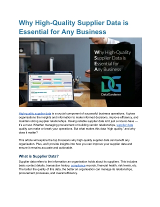 Why High-Quality Supplier Data is Essential for Any Business
