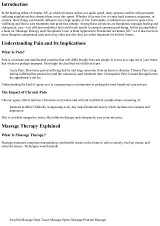 Massage Therapy and Chiropractic Care: A Dual Approach to Pain Relief in Omaha,