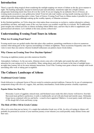 Taste of Greece: Evening Food Tours in Athens