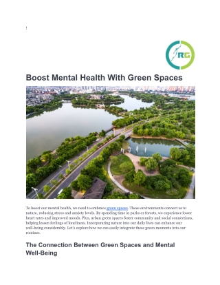 Boost Mental Health With Green Spaces