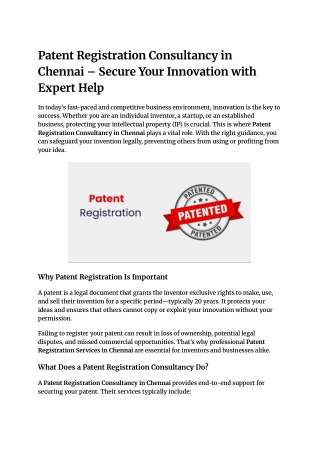 patent registration consultancy in chennai secure