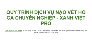 Quy trinh dich vu nao vet ho ga chuyen nghiep  Xanh Viet Pro