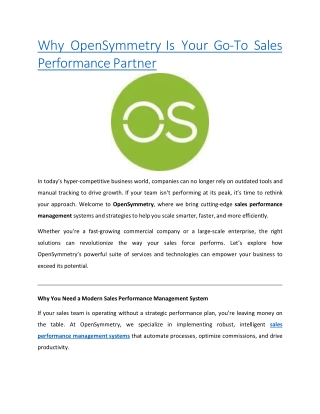 why opensymmetry is your go to sales performance partner