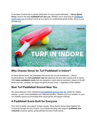 Top Paddleball Turf in Indore_ Play at Venus Sports Arena Today