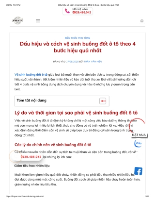 Dấu hiệu và cách vệ sinh buồng đốt ô tô hiệu quả nhất