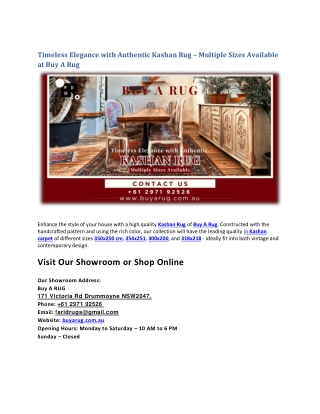 Timeless Elegance with Authentic Kashan Rug – Multiple Sizes Available at Buy A Rug