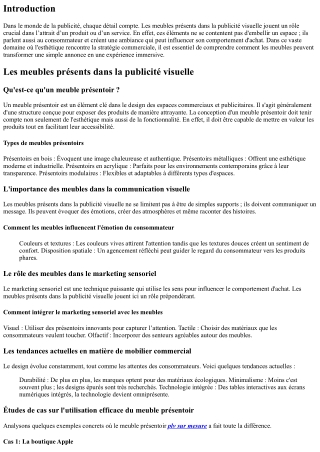 Les meubles présents dans la publicité visuelle