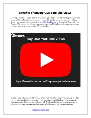 Benefits of Buying USA YouTube Views for Regional Growth