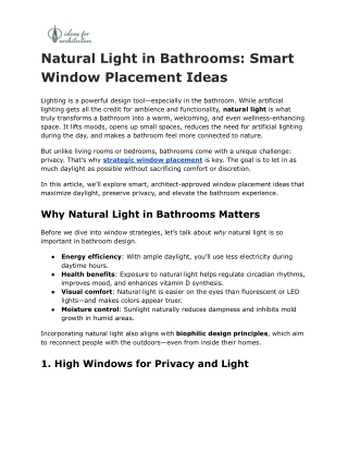 Natural Light in Bathrooms_ Smart Window Placement Ideas