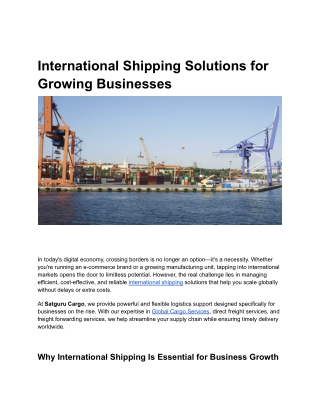 International Shipping Solutions for Growing Businesses