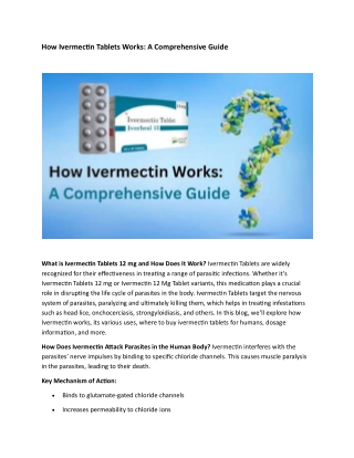 how ivermectin tablets works a comprehensive guide