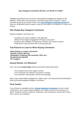 Buy Instagram Comments Review: Is It Worth It in 2025?