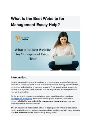 What Is the Best Website for Management Essay Help