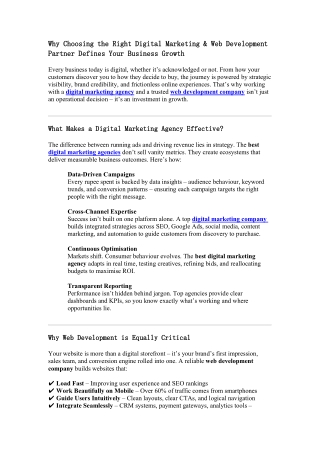 Why Choosing the Right Digital Marketing & Web Development