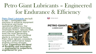 Petro Giant Lubricants – Engineered for Endurance & Efficiency