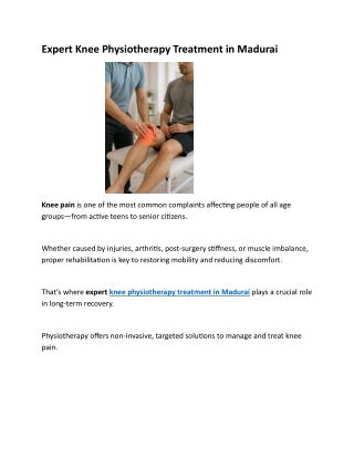 Expert Knee Physiotherapy Treatment in Madurai