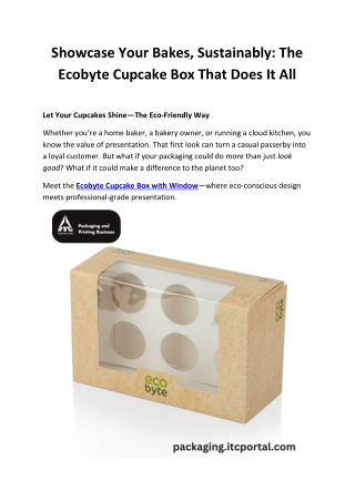 Ecobyte Biodegradable Cupcake Box w/Window