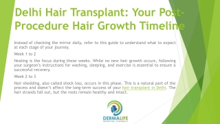 Delhi Hair Transplant Your Post-Procedure Hair Growth Timeline
