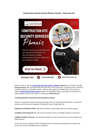 Construction Security Service Phoenix, Arizona – lhsecurity.net