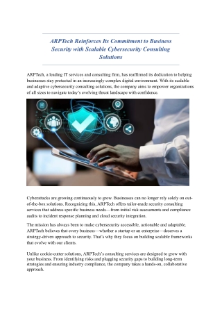 arptech reinforces its commitment to business