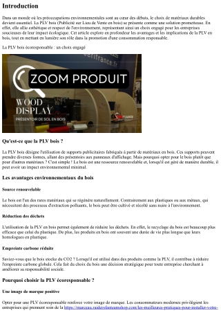 Plv bois écoresponsable : un choix engagé.