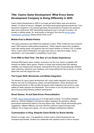 Casino Game Development_ What Every Game Development Company Is Doing Differently in 2025