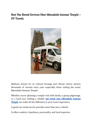 Best Van Rental Services Near Meenakshi Amman Temple – SV‑Travels