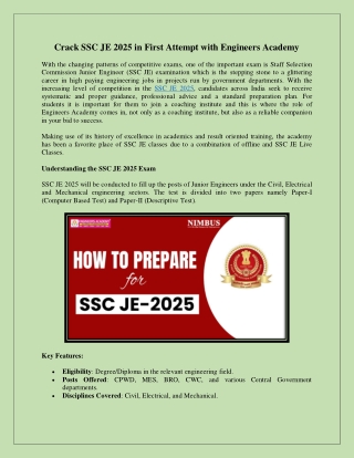 Crack SSC JE 2025 in First Attempt with Engineers Academy